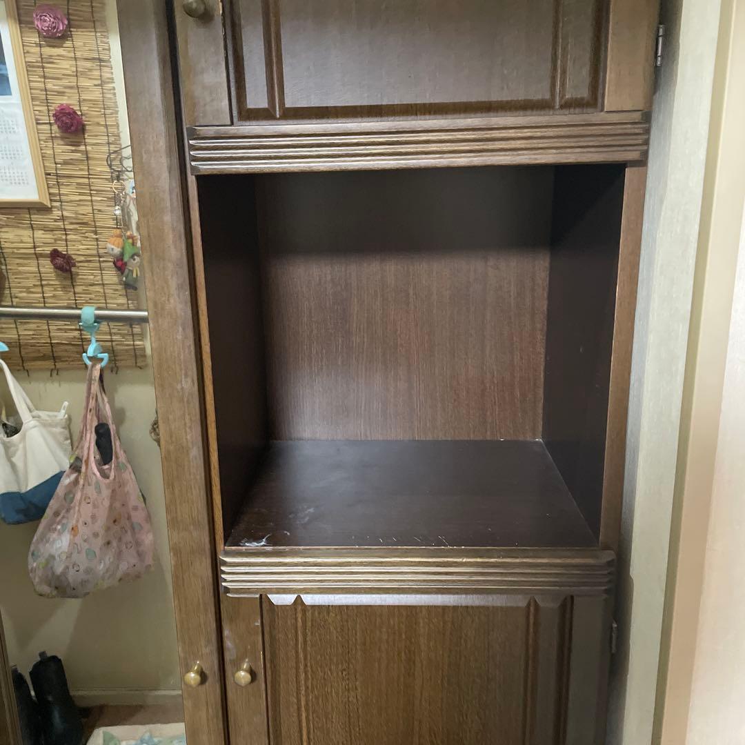 鏡付き　シューズラック　ブラウン