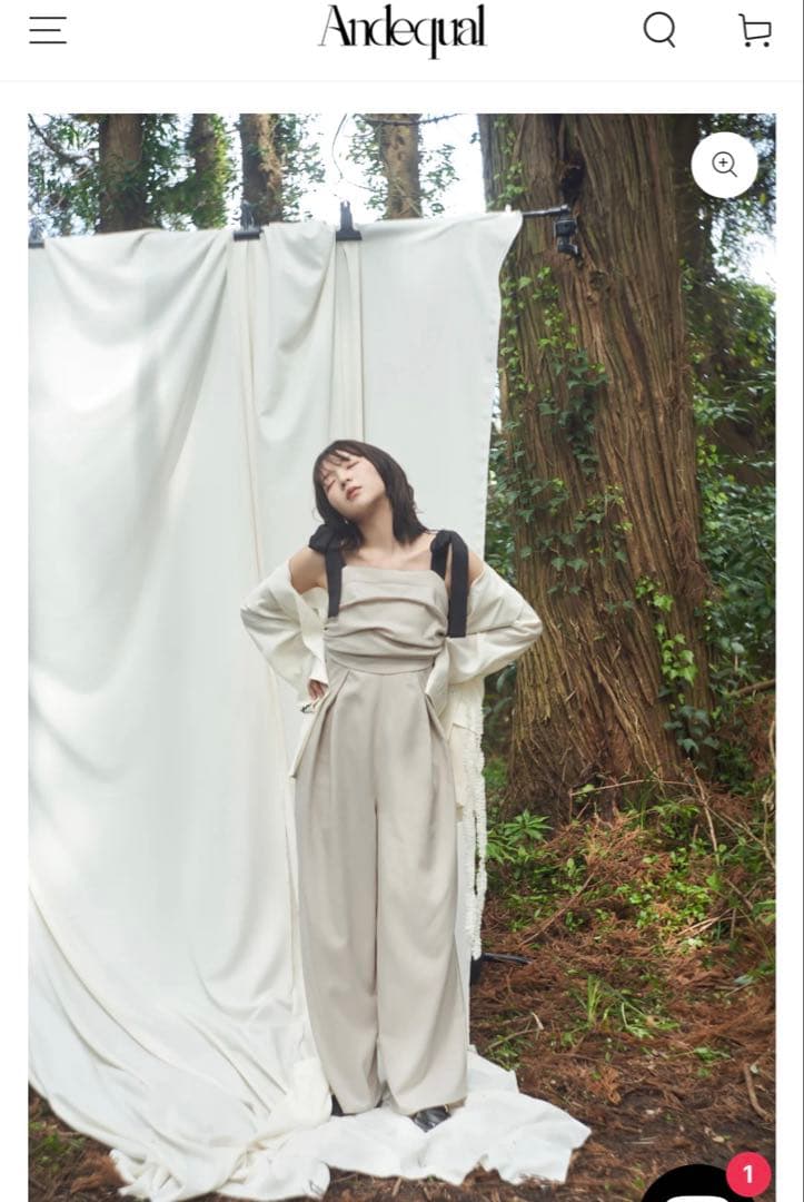 リボンショルダーコンビネーションサロペット（ベージュ）