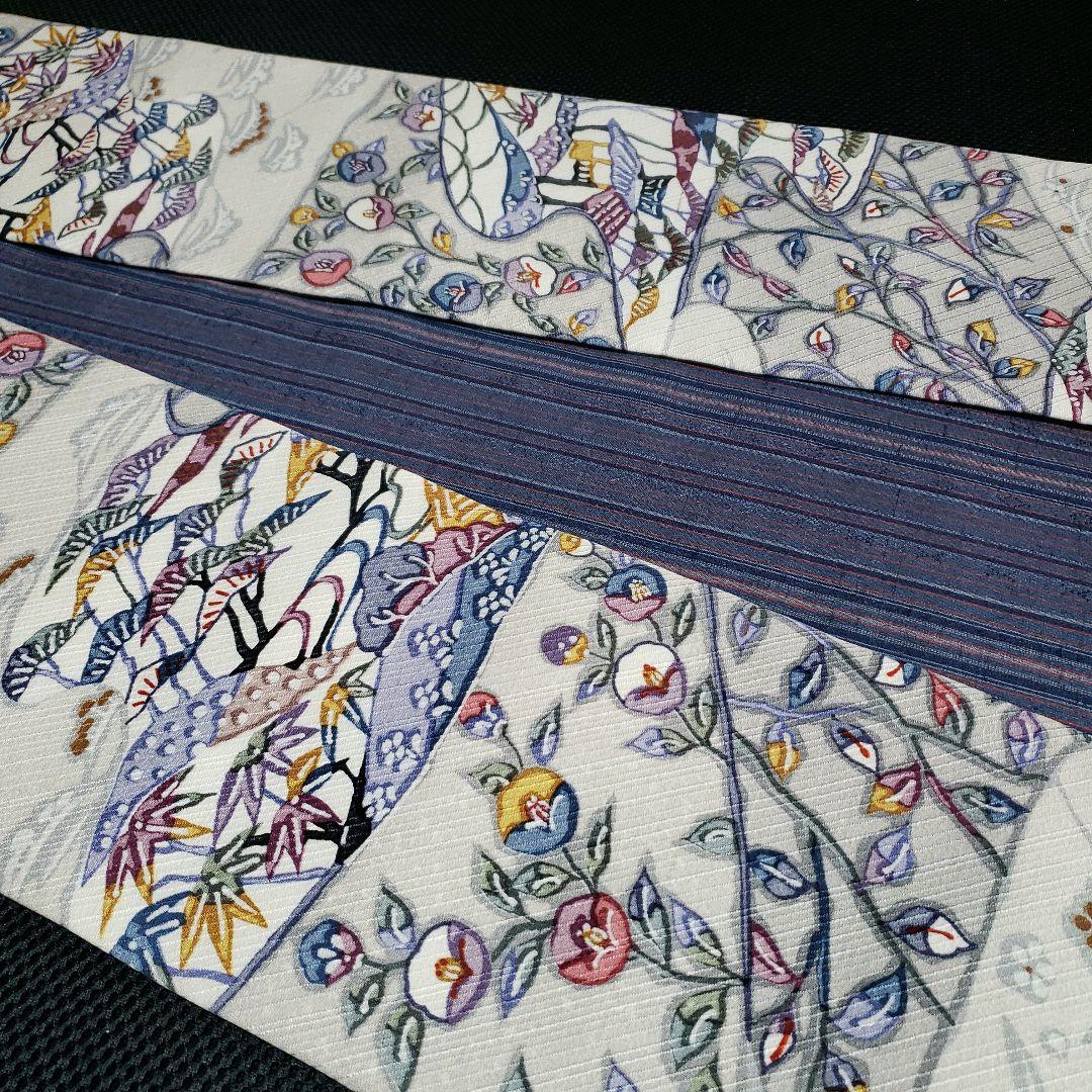 半幅帯 正絹 リバーシブル 紅型 丹後ちりめん 正絹紬