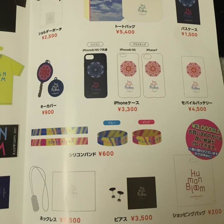 RADWIMPSライブ  冊子？  物販の値段書いてあります