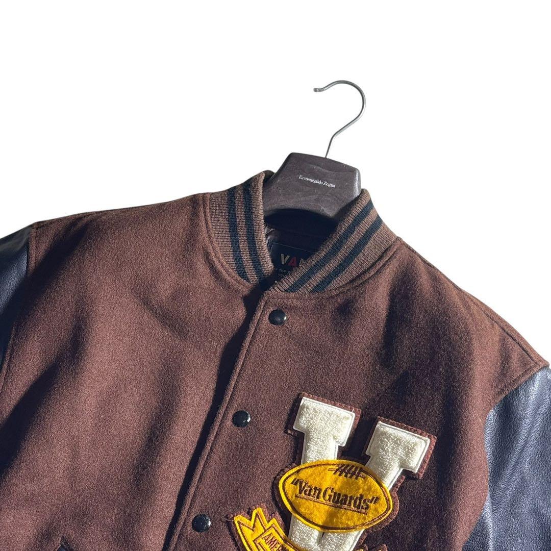 S*s様 美品■VAN JACKET スタジャン　袖レザー　アーチロゴ　ブラウン