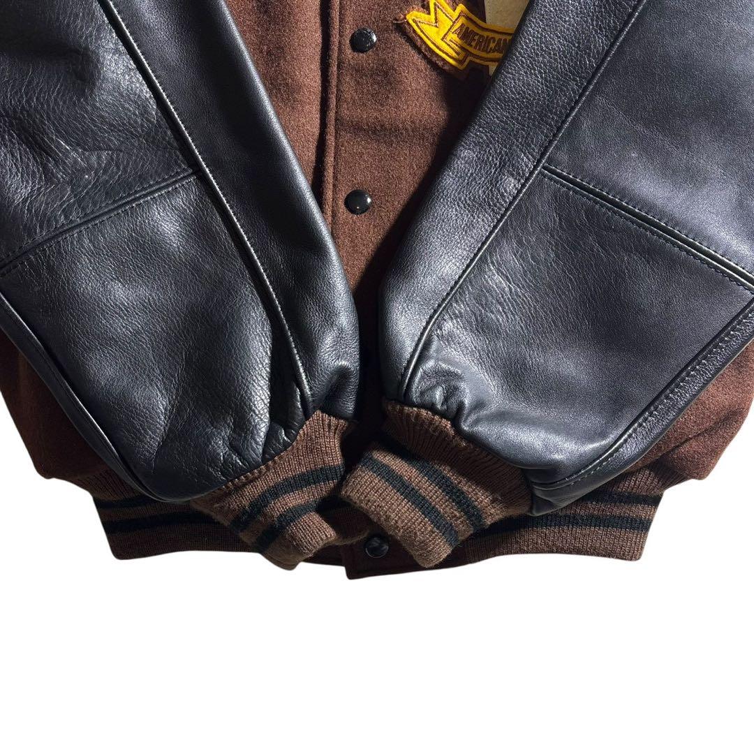 S*s様 美品■VAN JACKET スタジャン　袖レザー　アーチロゴ　ブラウン