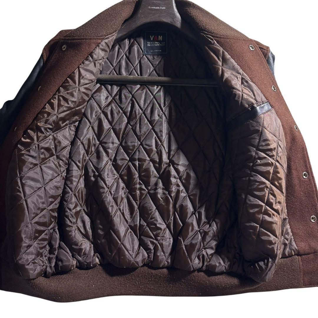 S*s様 美品■VAN JACKET スタジャン　袖レザー　アーチロゴ　ブラウン