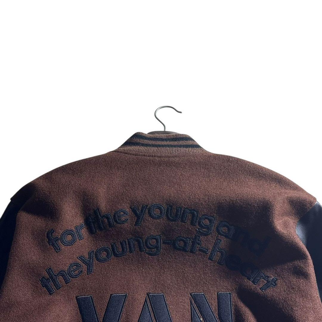 S*s様 美品■VAN JACKET スタジャン　袖レザー　アーチロゴ　ブラウン