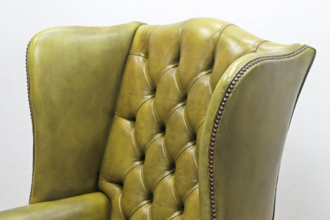 英国 イギリス ヴィンテージ ウィングバック 本革 1Pソファ ラウンジチェア
