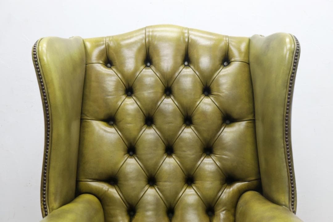 英国 イギリス ヴィンテージ ウィングバック 本革 1Pソファ ラウンジチェア