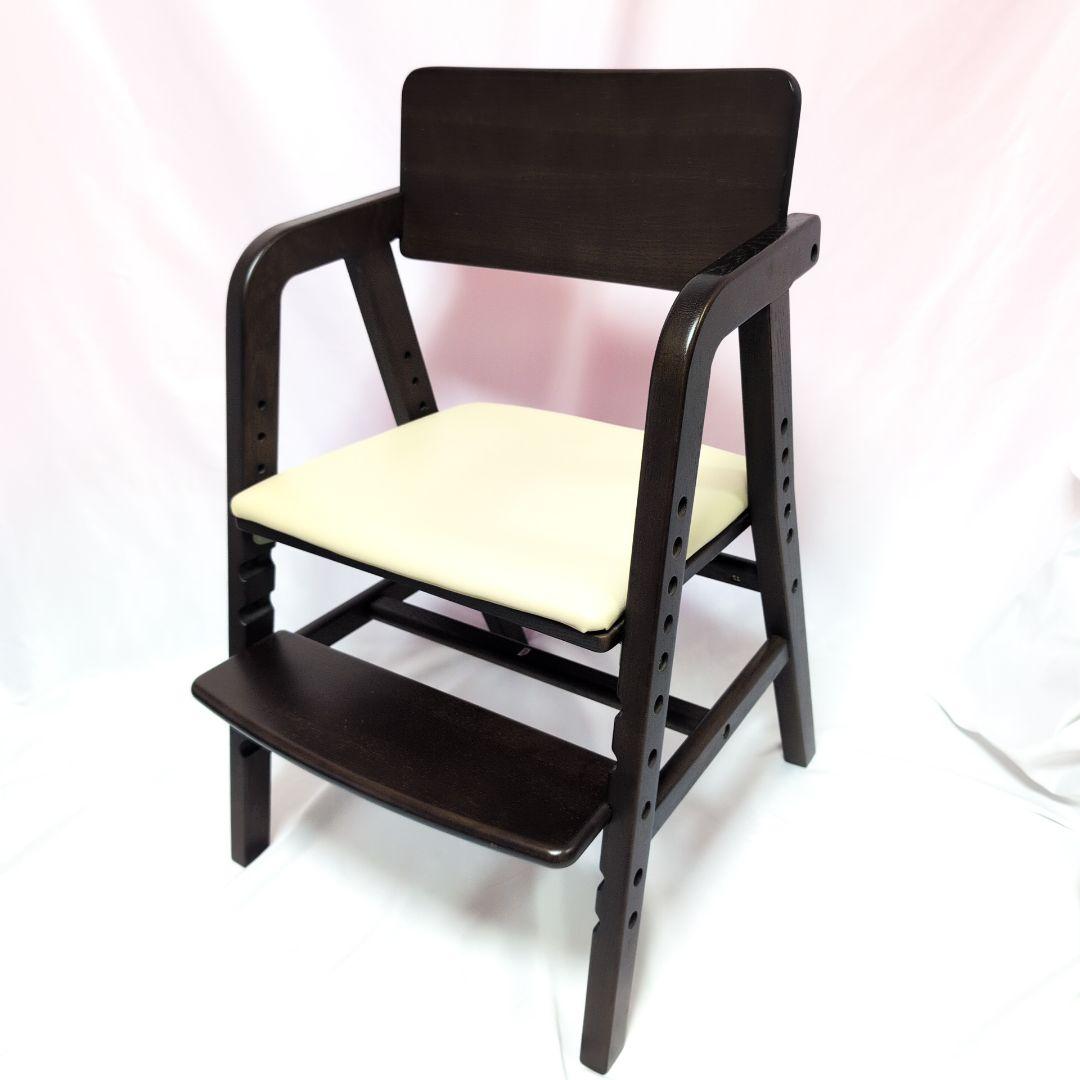 大和屋　キトコ　キッズダイニングチェア　ダークブラウン　アイボリー