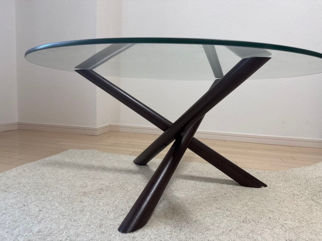 【NOCE】円形ガラス天板　センターテーブル（値下げ）