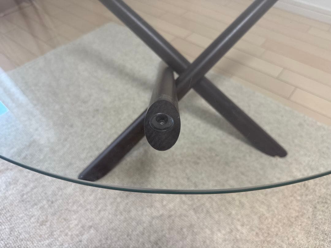 【NOCE】円形ガラス天板　センターテーブル（値下げ）