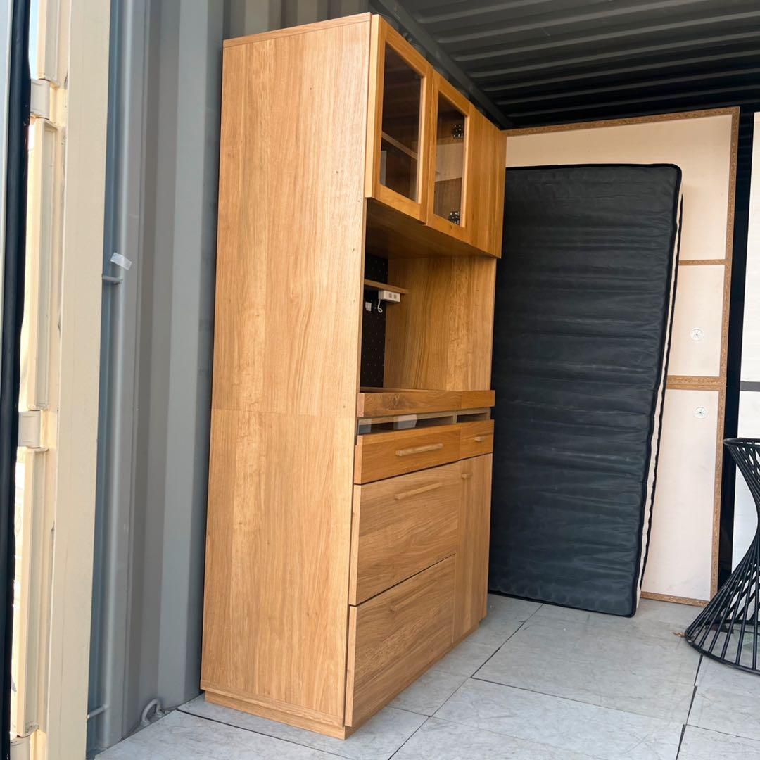 取付無料！東馬 大川家具 OCTA105 北欧風天然木ナチュラルキッチンボード✨