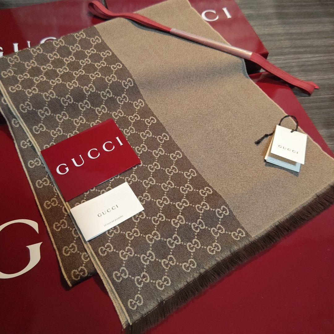 ❤新品箱袋付属❤GUCCI マフラー ストール ショール スカーフ　ブラウン❤