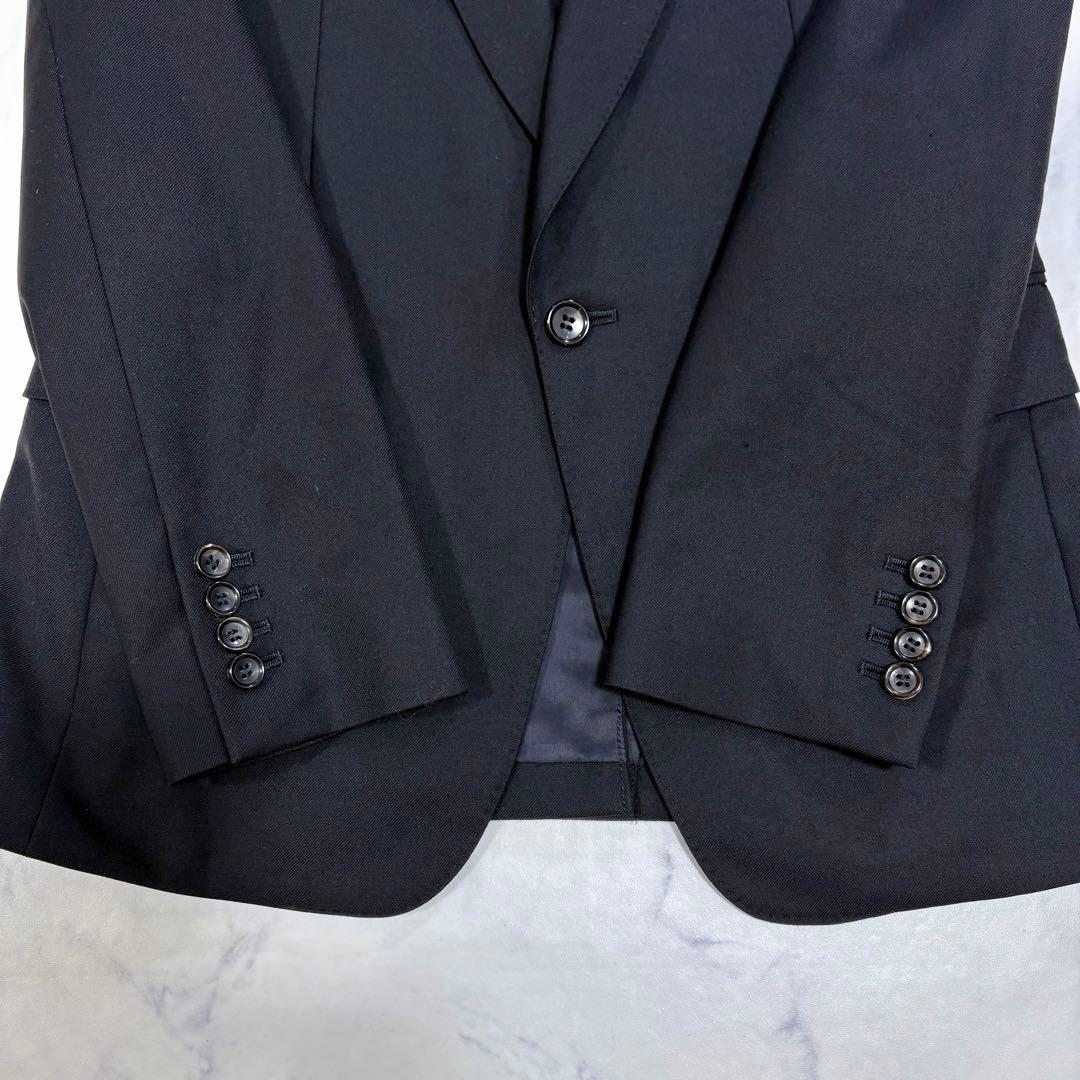 美品 ジョンローレンスサリバン セットアップ スーツ 36/34 黒 カシミア混