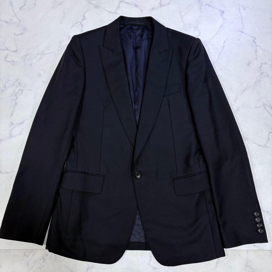 美品 ジョンローレンスサリバン セットアップ スーツ 36/34 黒 カシミア混