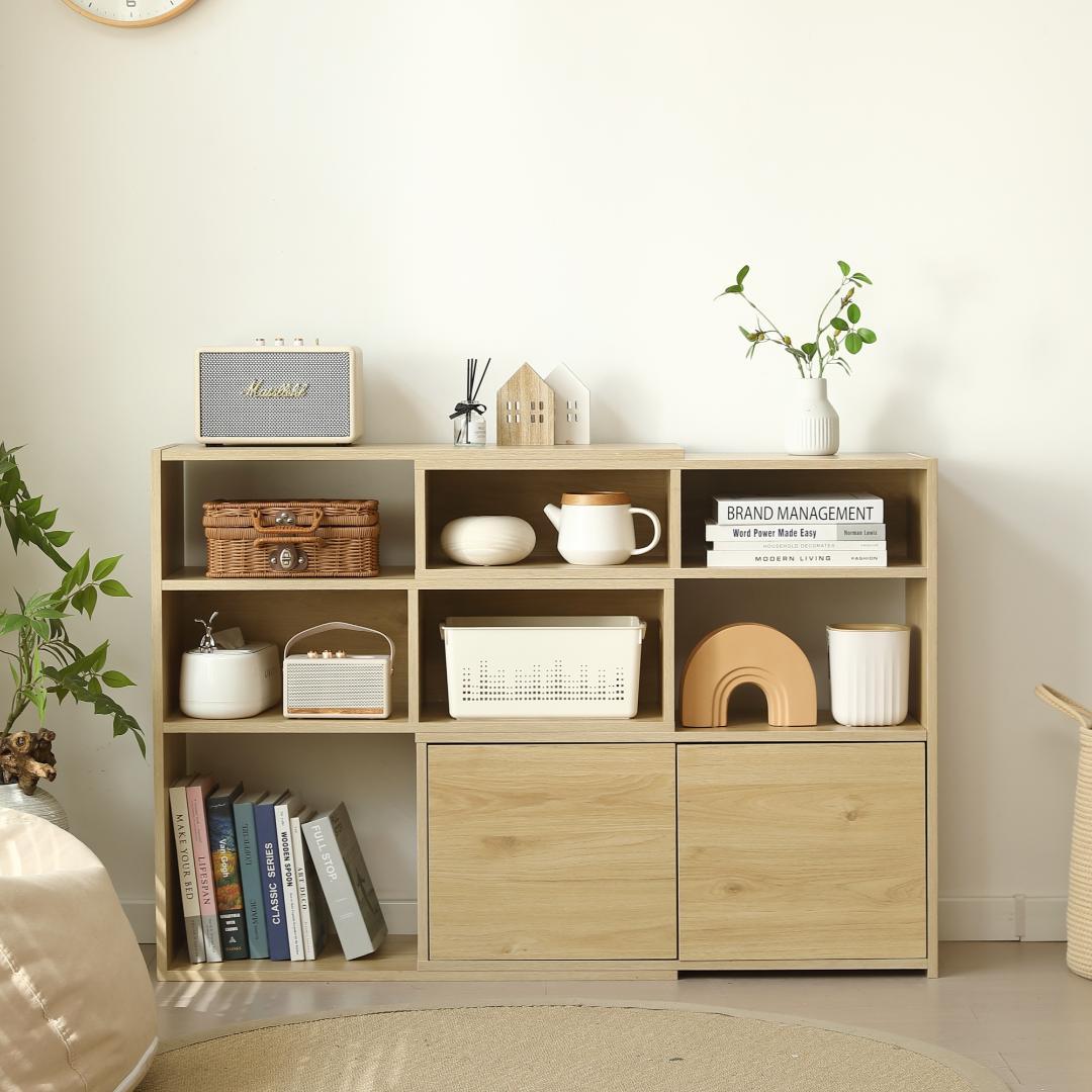 超人気！伸縮ラック オープンシェルフ サイドボード リビング収納 幅80～158