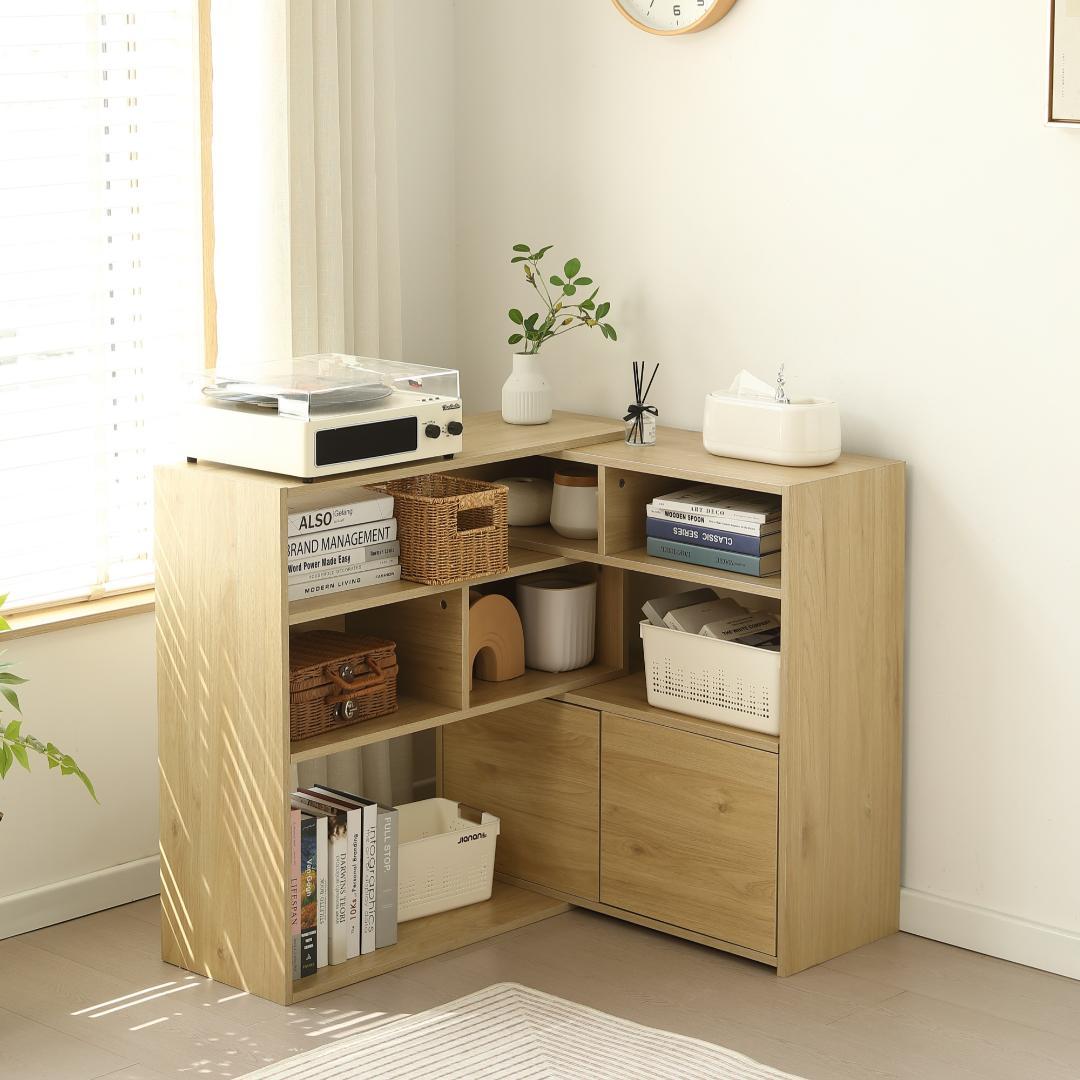 超人気！伸縮ラック オープンシェルフ サイドボード リビング収納 幅80～158