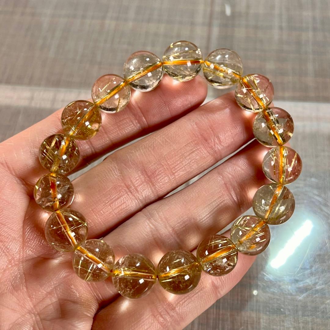 ゴールドルチルブレスレット　ルチルクォーツ　金運強 6-7