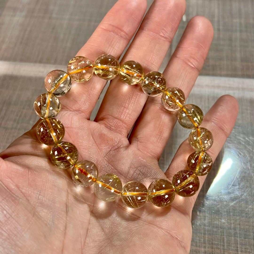 ゴールドルチルブレスレット　ルチルクォーツ　金運強 6-7