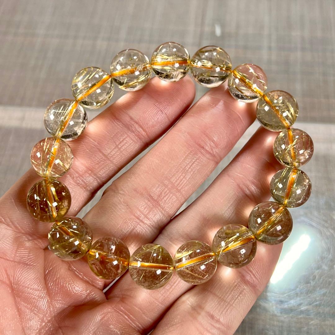 ゴールドルチルブレスレット　ルチルクォーツ　金運強 6-7