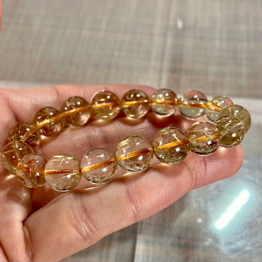 ゴールドルチルブレスレット　ルチルクォーツ　金運強 6-7