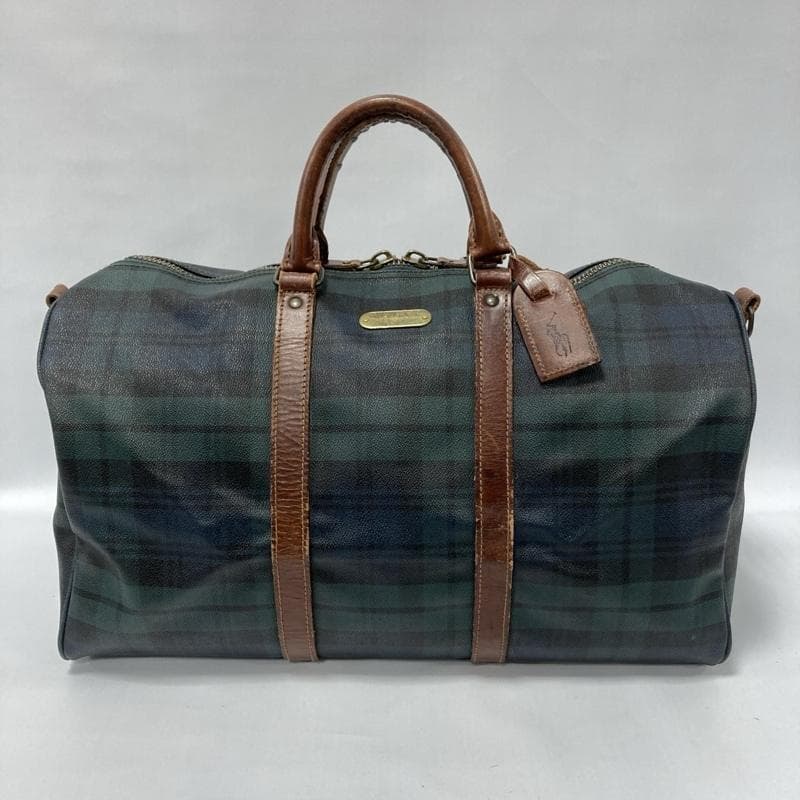 ポロ ラルフローレン/PVC×レザー/ブラックウォッチ/ボストンバッグ/大容量