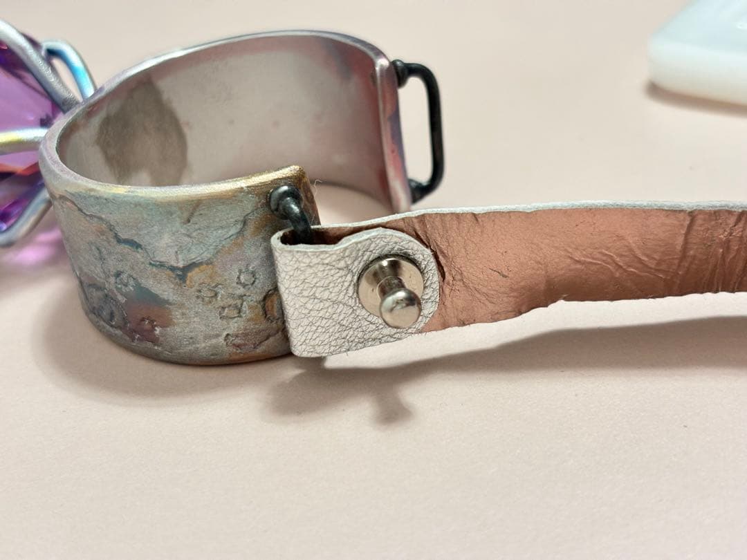 ピンクジルコニア　バングル　レース型押し