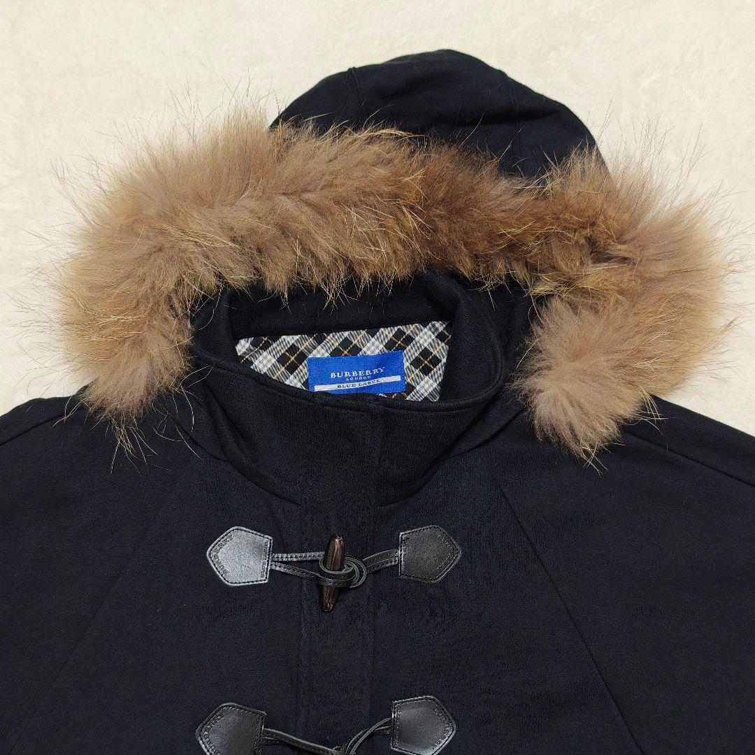 美品✨バーバリーブルーレーベル ポンチョケープコート　ラクーンファー　38