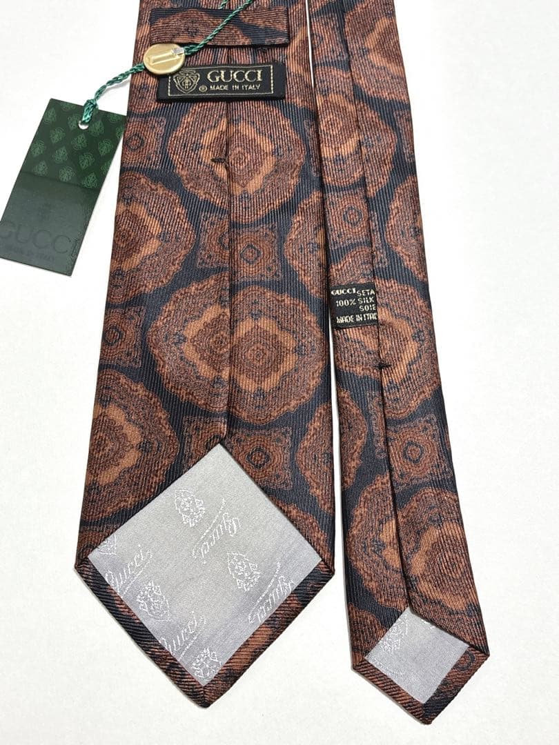 グッチ ネクタイ シルク GG ロゴ 小紋柄 ブラウン 新品 未使用品
