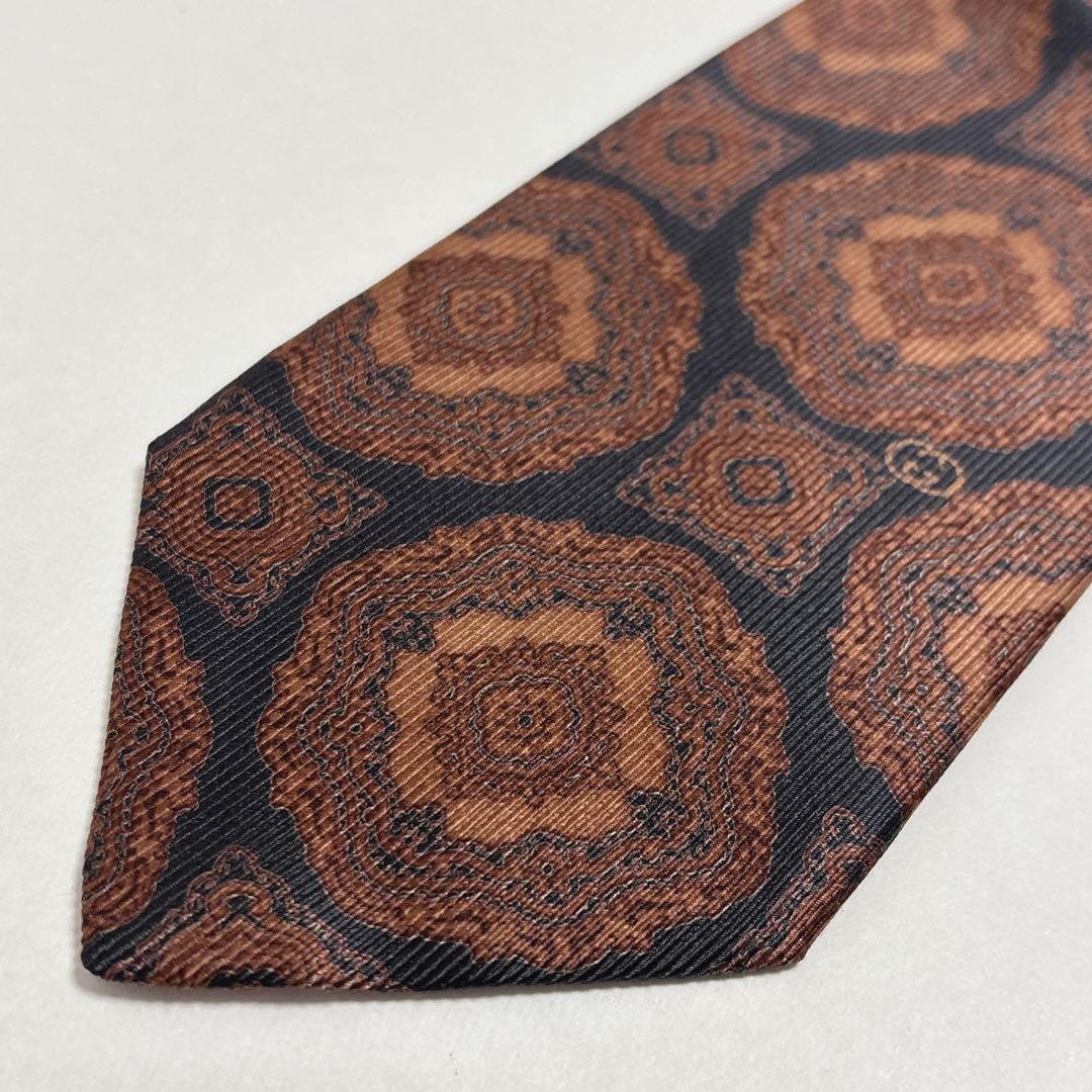 グッチ ネクタイ シルク GG ロゴ 小紋柄 ブラウン 新品 未使用品