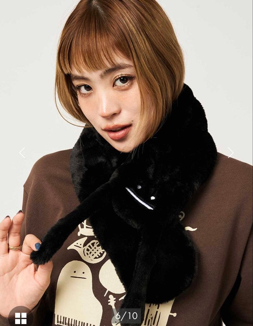 graniphビューティフルシャドーぬいぐるみマフラー　グラニフ　ファーマフラー