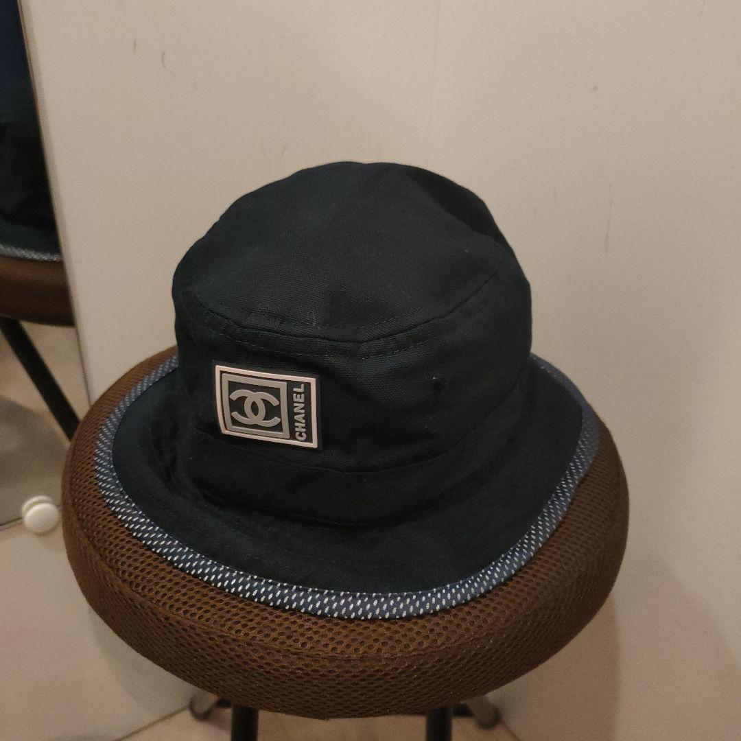 シャネル バケットハット スポーツライン ネイビー コットン ココマーク
