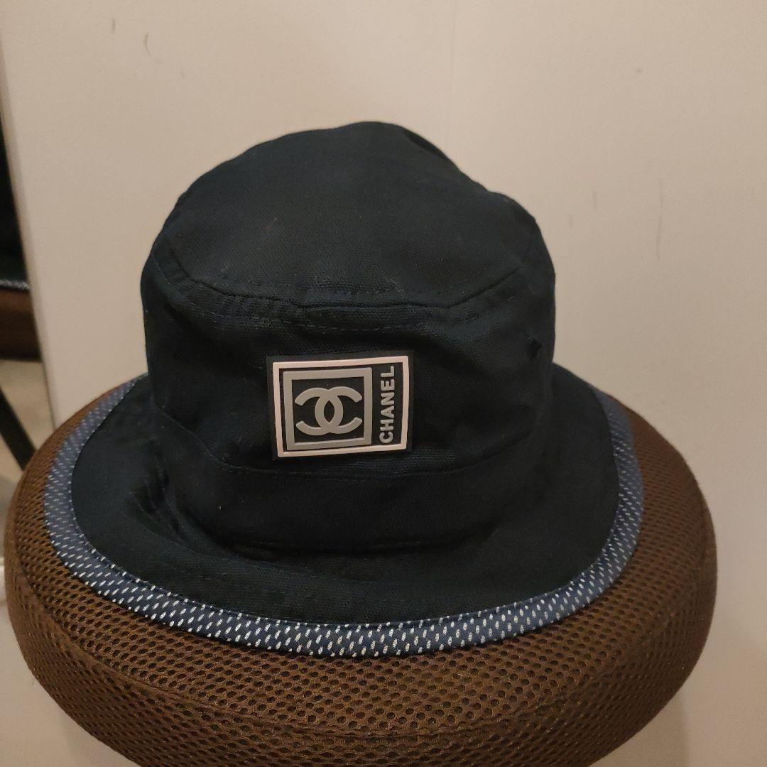 シャネル バケットハット スポーツライン ネイビー コットン ココマーク