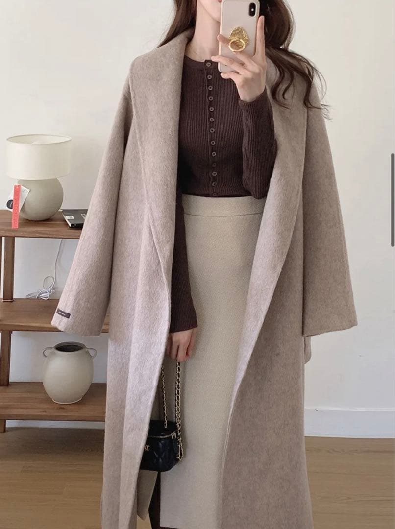 大お値下げ◎アルパカ混ショールハンドメイドコート