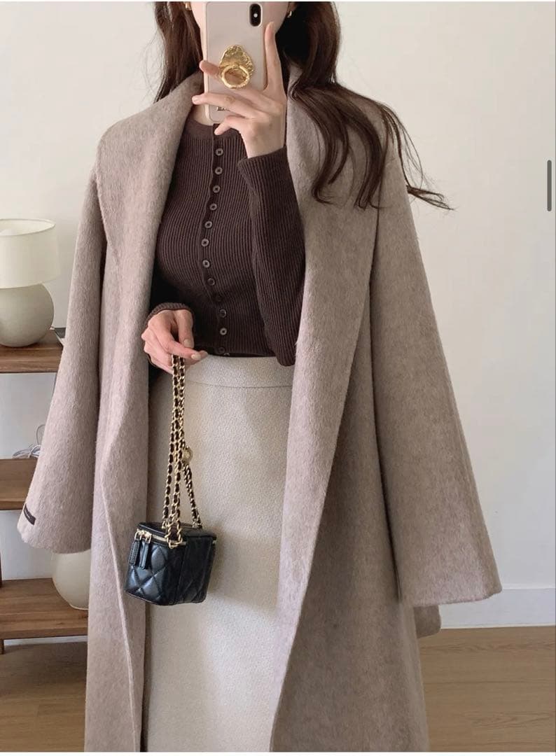 大お値下げ◎アルパカ混ショールハンドメイドコート