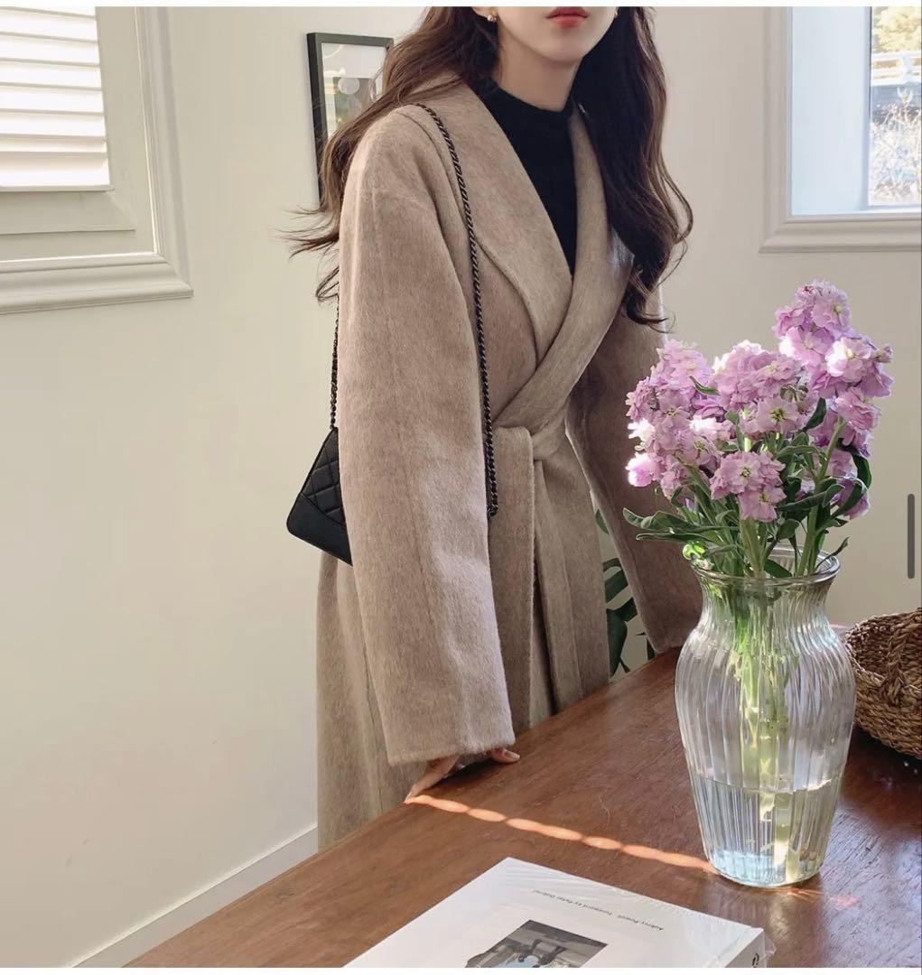 大お値下げ◎アルパカ混ショールハンドメイドコート