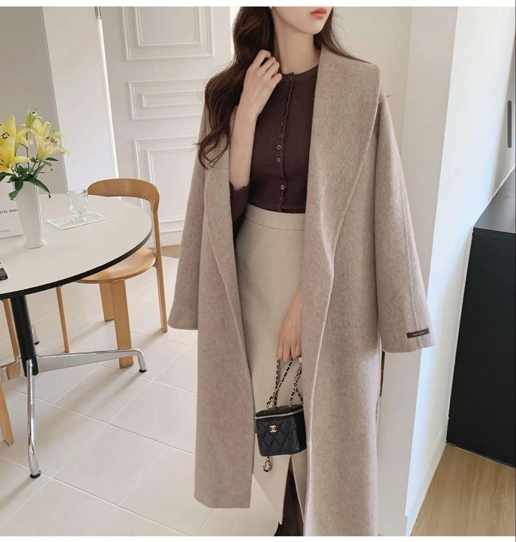 大お値下げ◎アルパカ混ショールハンドメイドコート