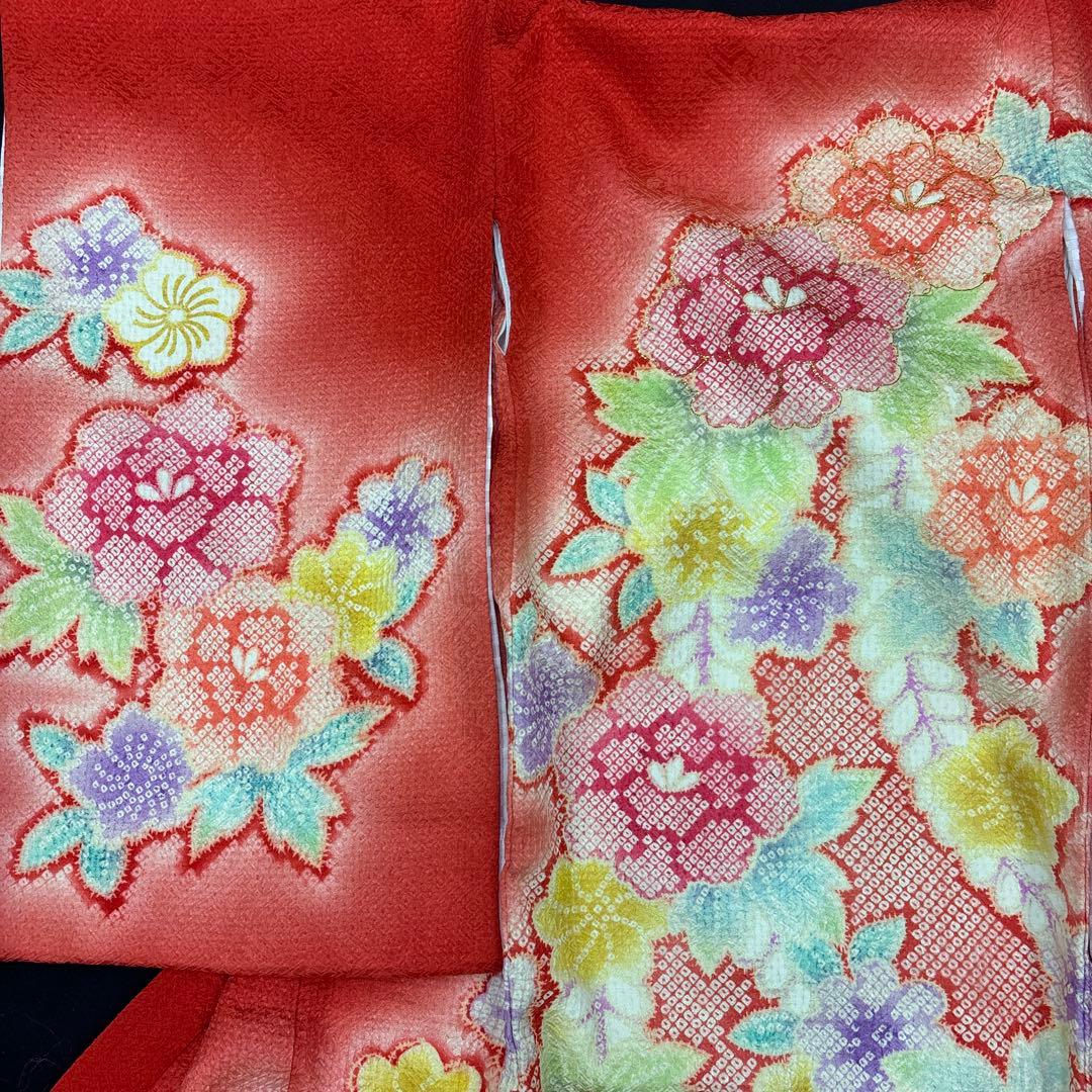 特選☆京友禅総絞り美術工芸品新品正絹産着女の子（お祝着）純古典四季花刺繍本金入り