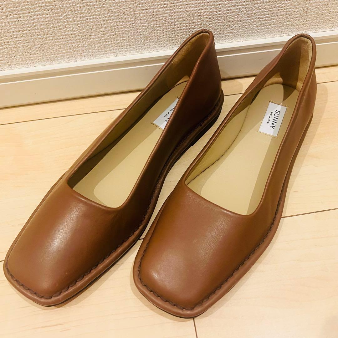 【未使用に近い】ペリーコサニー パンプス レザー フラット ブラウン サイズ37