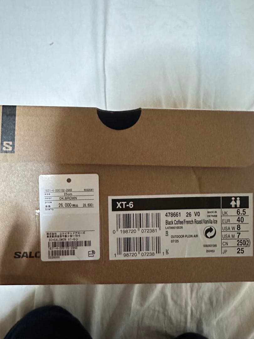 靴 SALOMON XT-6 Coffee French Roast 25.0cm