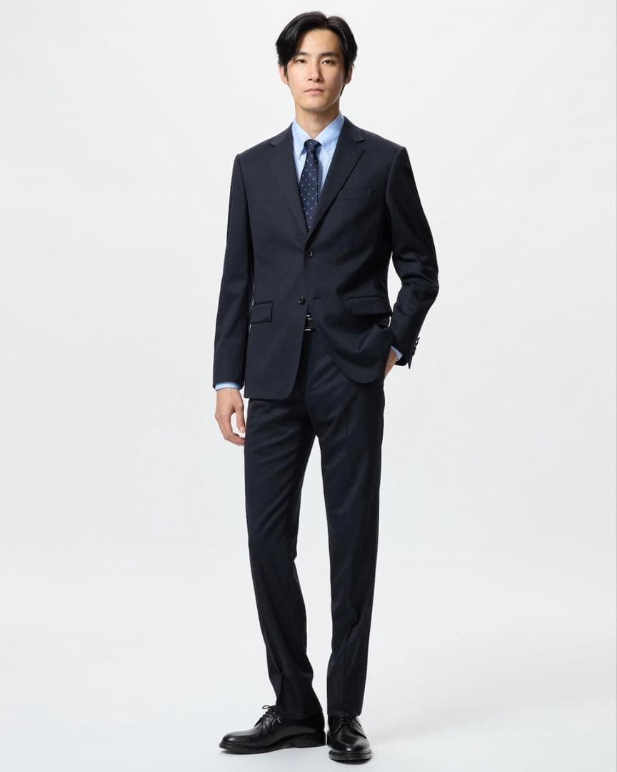 半額！新品！上下セット！UNIQLOウールスリムジャケット46&パンツ79