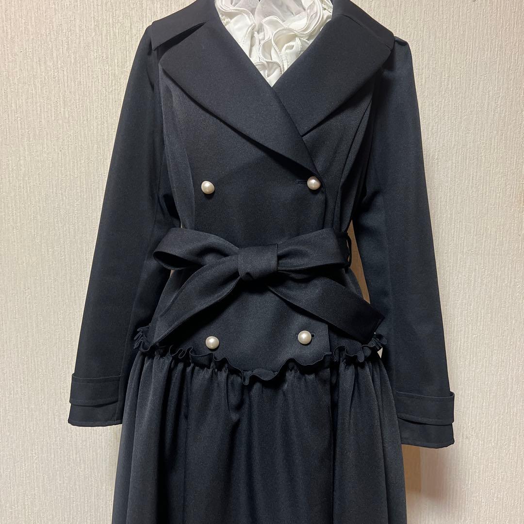 お値下げ★ルネ★Rene★パールボタンフリルロングコー★36★春秋冬