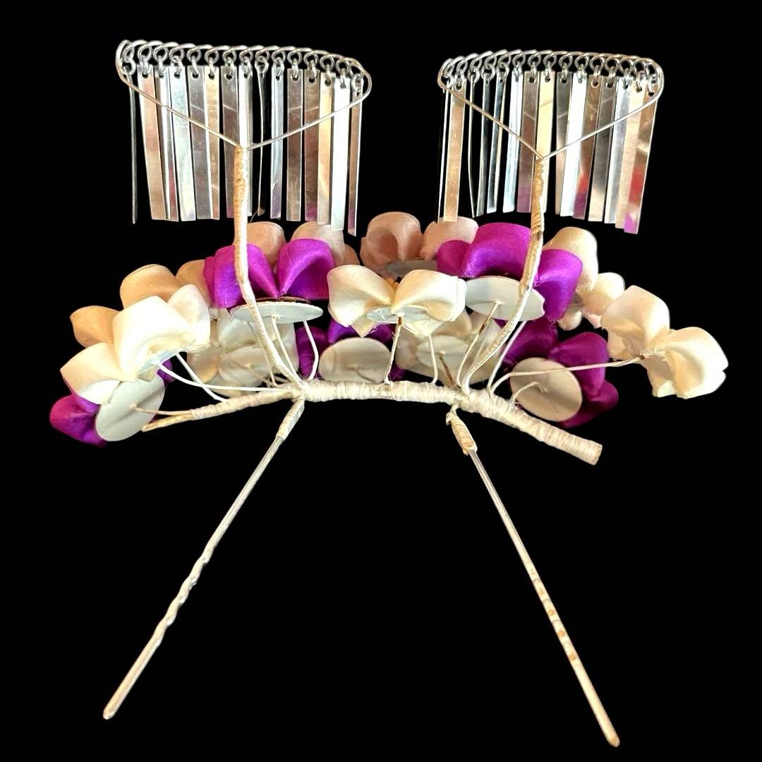 勝山髪飾り 七五三 7歳 (紫×薄紫×白)