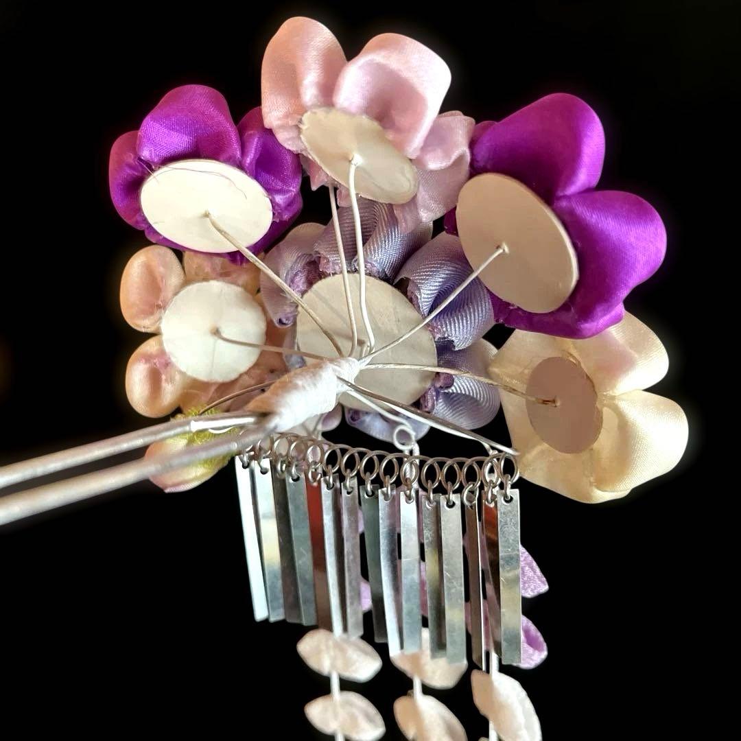 勝山髪飾り 七五三 7歳 (紫×薄紫×白)