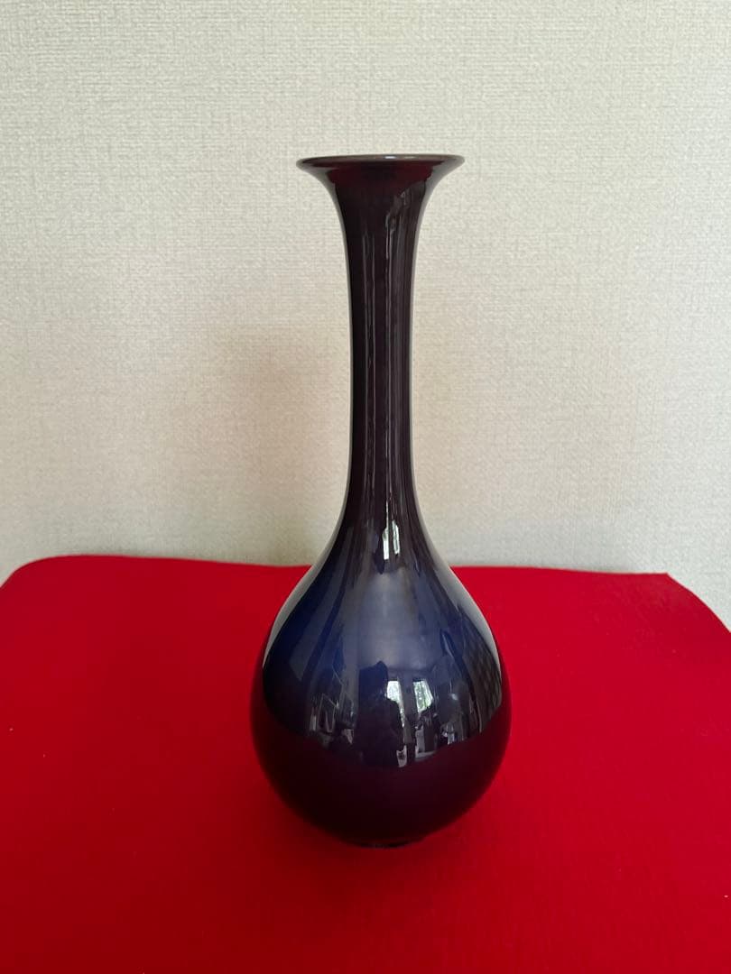 人間国宝 三代 徳田八十吉（正彦銘）深厚釉 花生 高さ約26.3㎝ T280