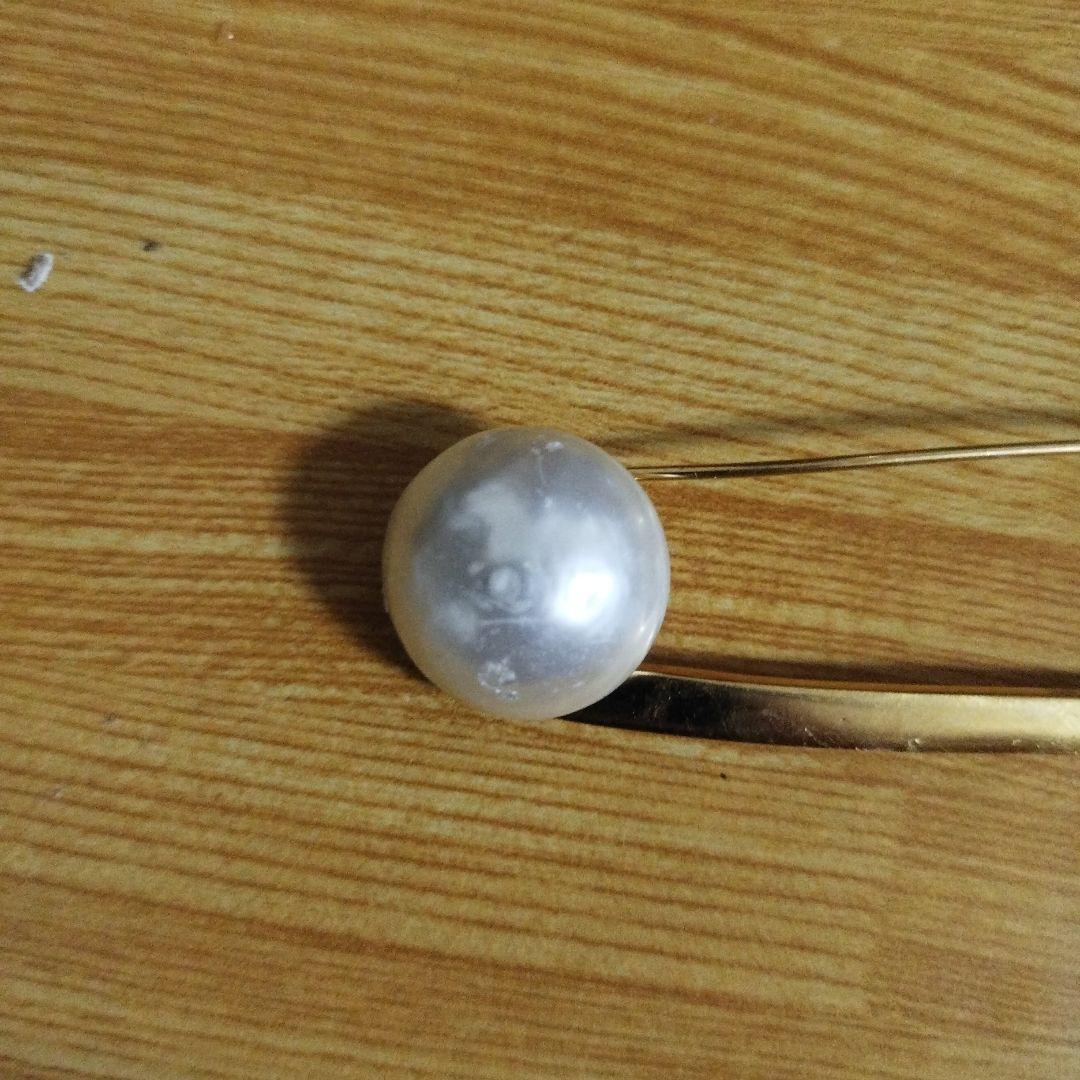 CHANEL ヴィンテージ　シャネル　1997年　パール付　安全ピン型　ブローチ