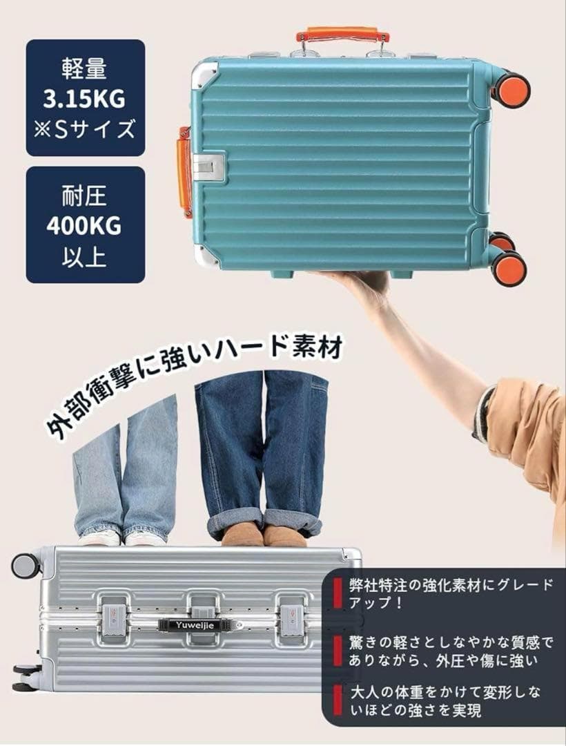 キャリーケース　スーツケース　機内持込 シルバー 軽量 大容量 TSA　S