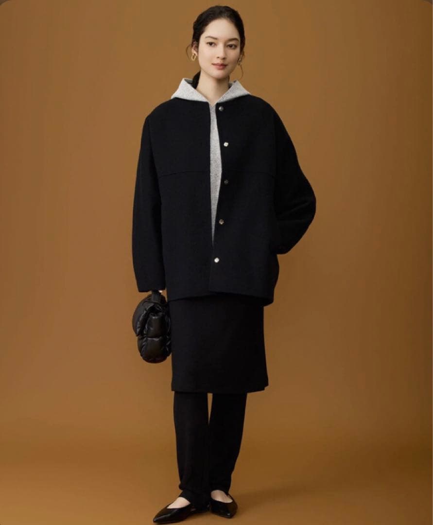 自由区　今季完売【SHIHOさん着用】ウールリバーノーカラー コート