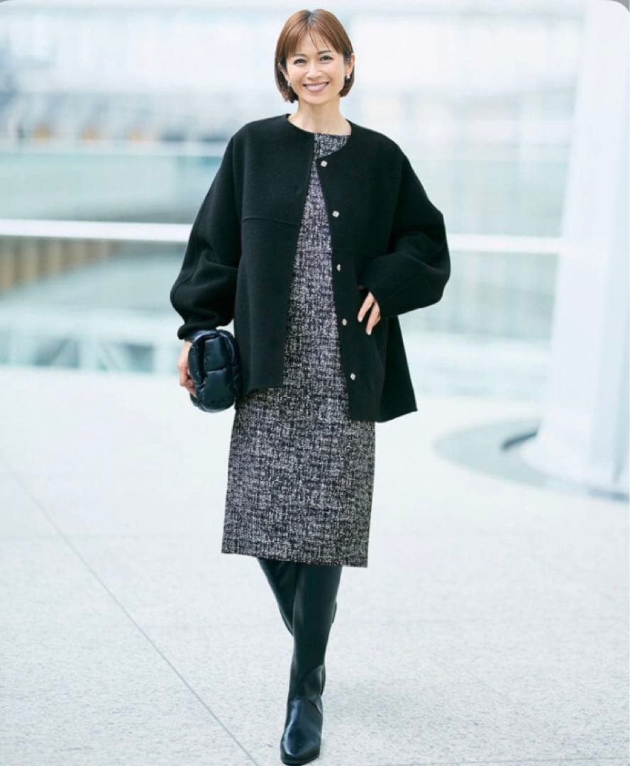 自由区　今季完売【SHIHOさん着用】ウールリバーノーカラー コート