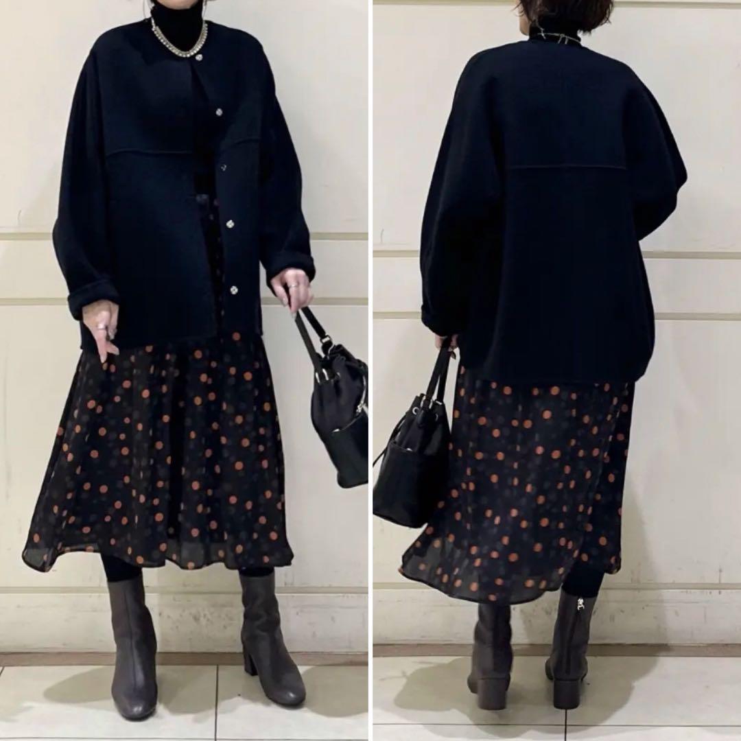 自由区　今季完売【SHIHOさん着用】ウールリバーノーカラー コート