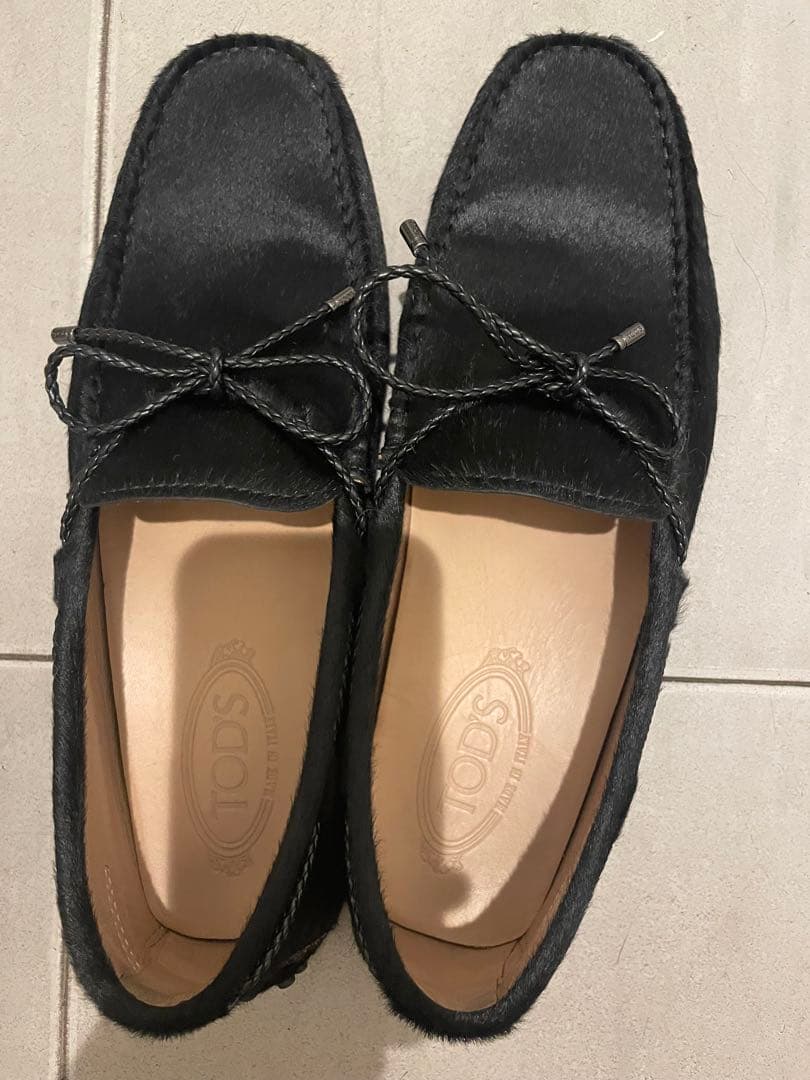 トッズ　メンズ　ハラコ　ブラック　7ハーフ
