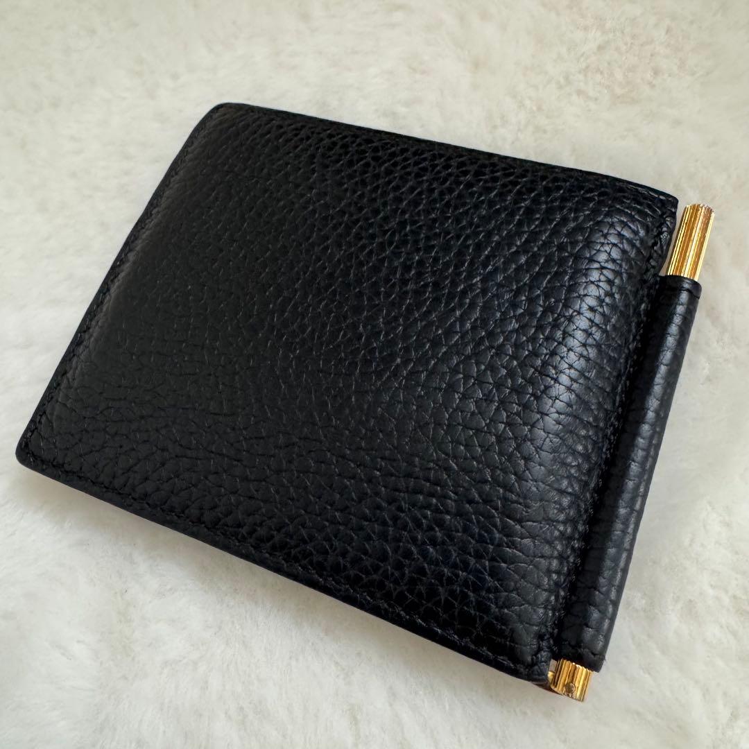 トムフォード　マネークリップ　シボ革　レザー　黒　付属品付き